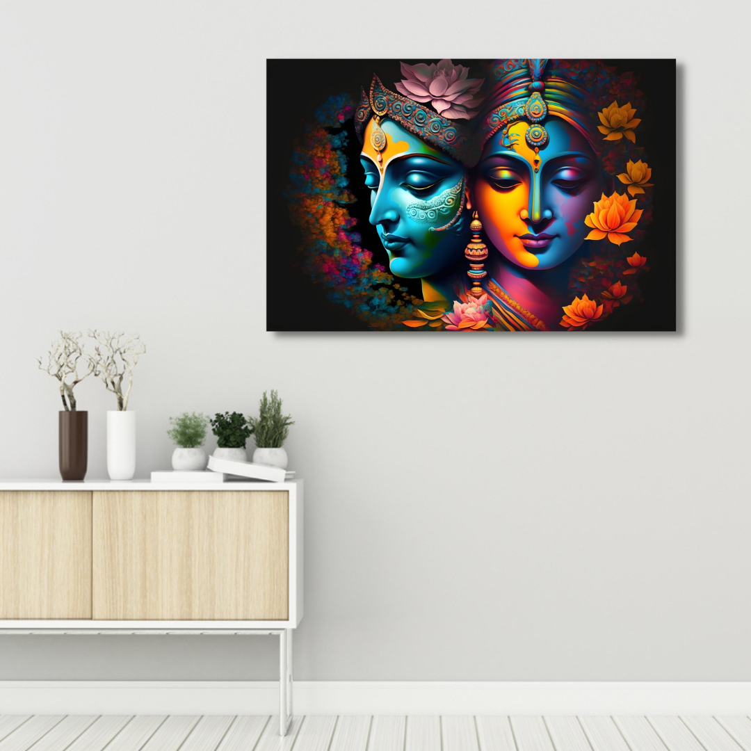 beautiful colorful HD print wall Painting of Radha Krishna
