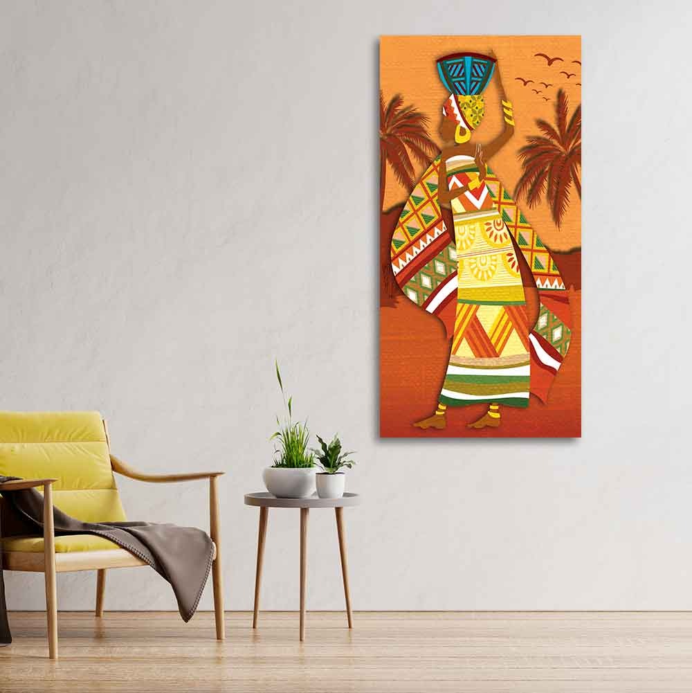 African Woman Dancing Premium Wall Painting for Living Room