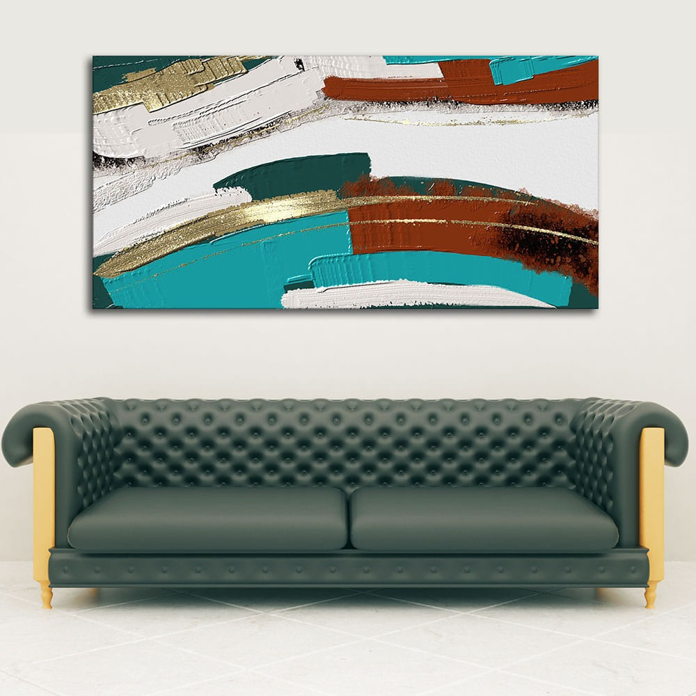 Abstract Golden and White Textured Premium Canvas Wall Painting