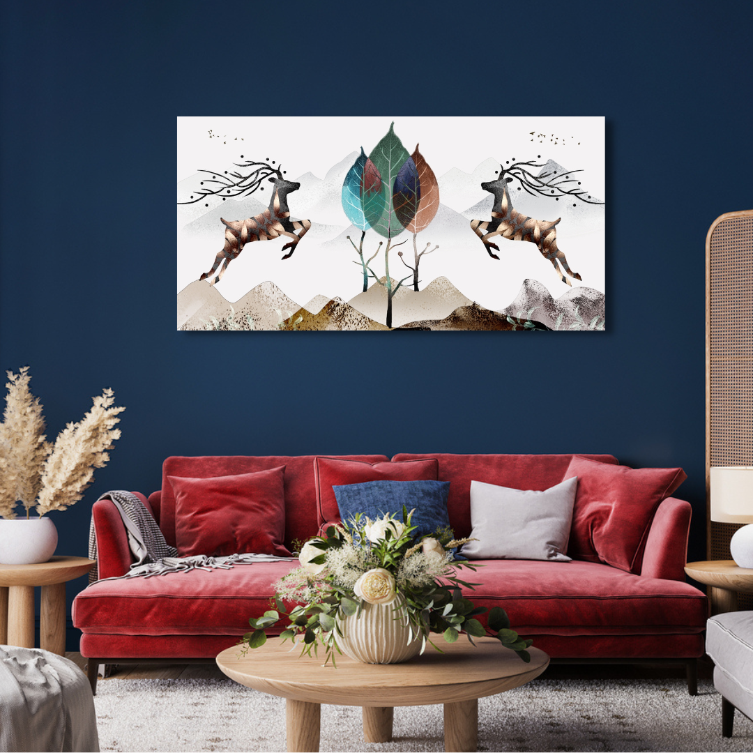Two Deer Modern Art Canvas Wall Painting