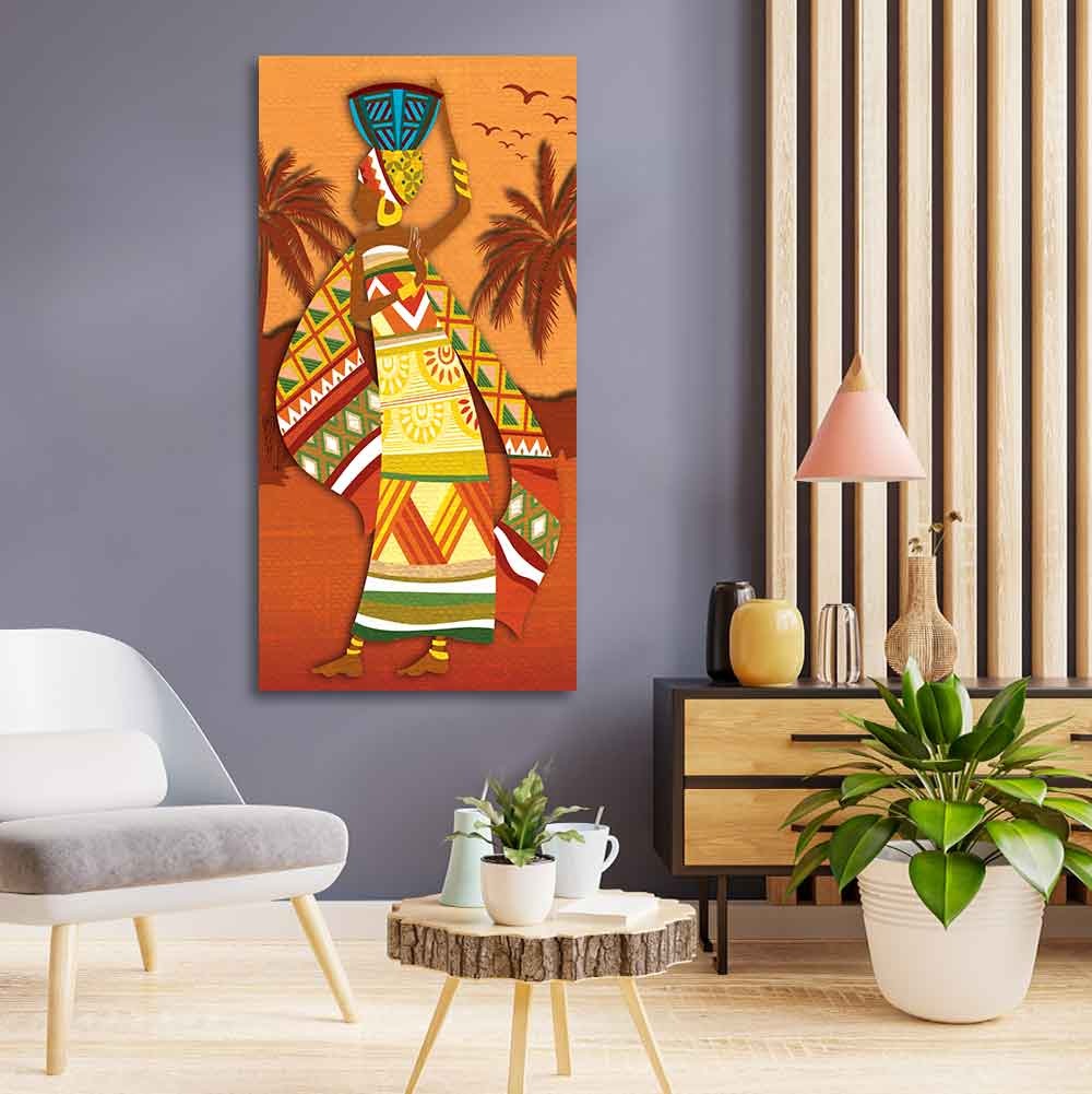 African Woman Dancing Premium Wall Painting for Living Room