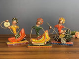 Antique Multicolor Metal Musician Playing Instrument