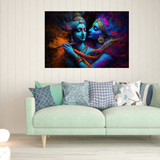 colorful canvas art of lord radha and krishna'