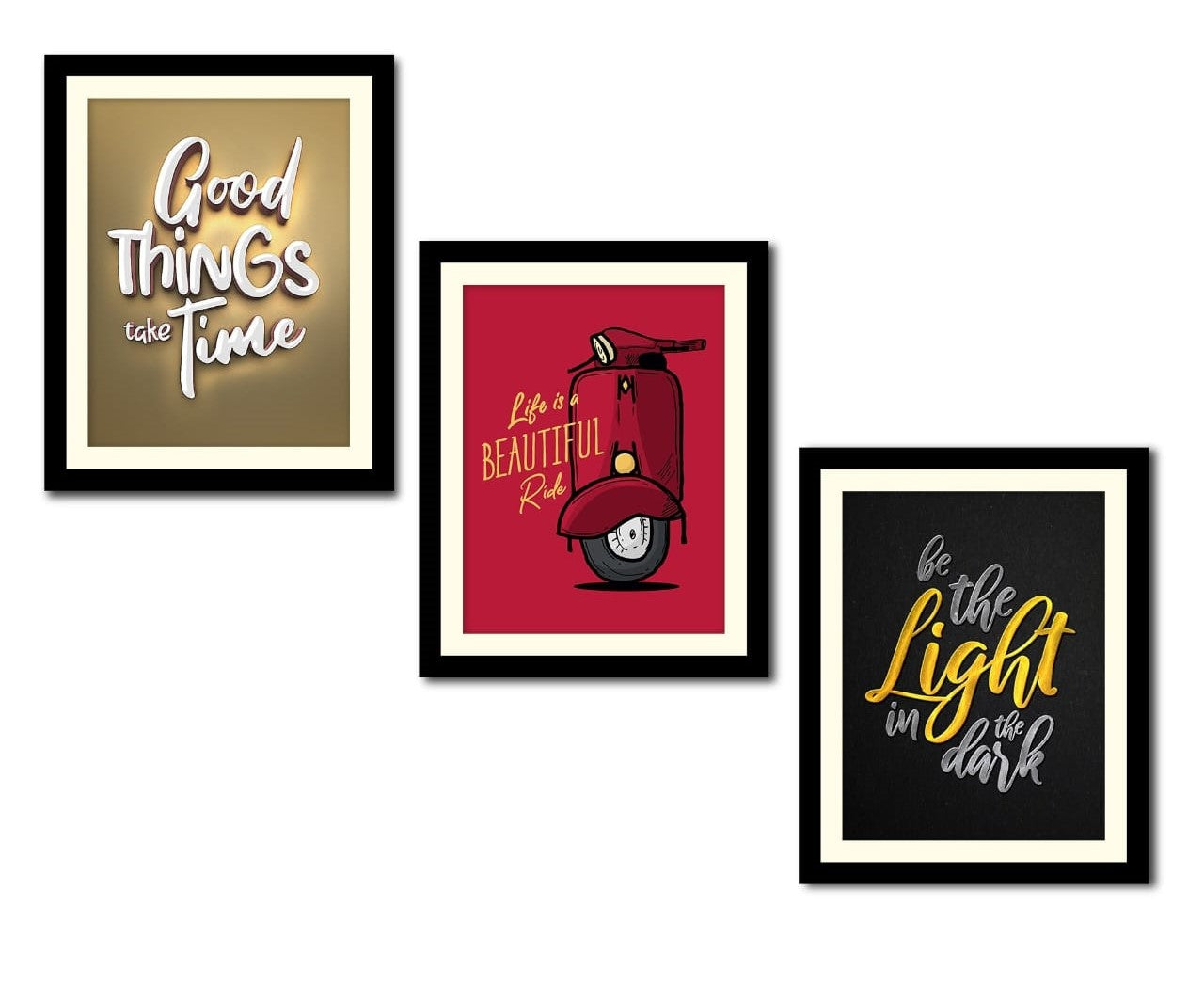 Motivational Photographs Pictures Wall Frame Set of 3