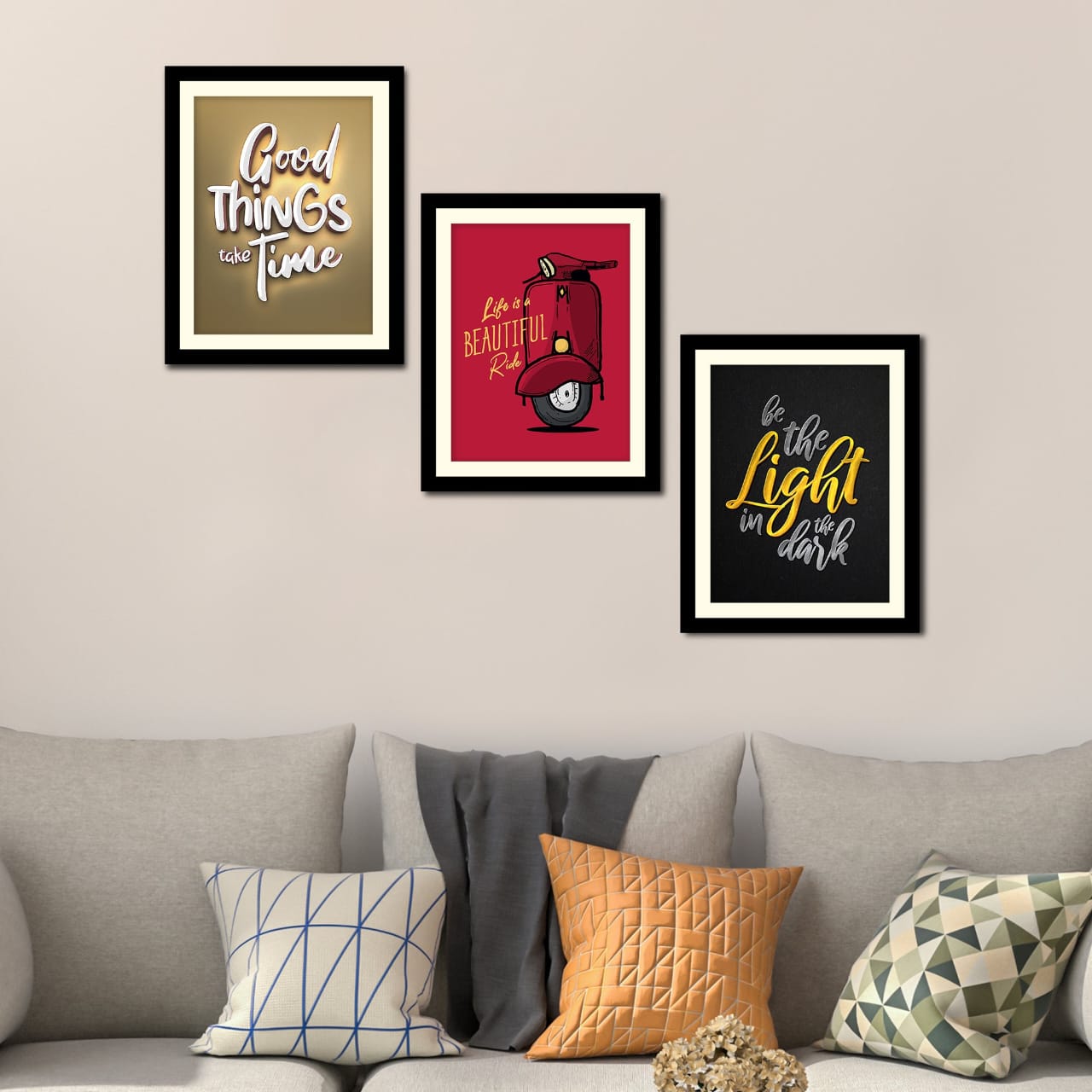 Motivational Photographs Pictures Wall Frame Set of 3