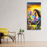 Premium Wall Painting of Horses Running in Sunset Canvas Wall Painting