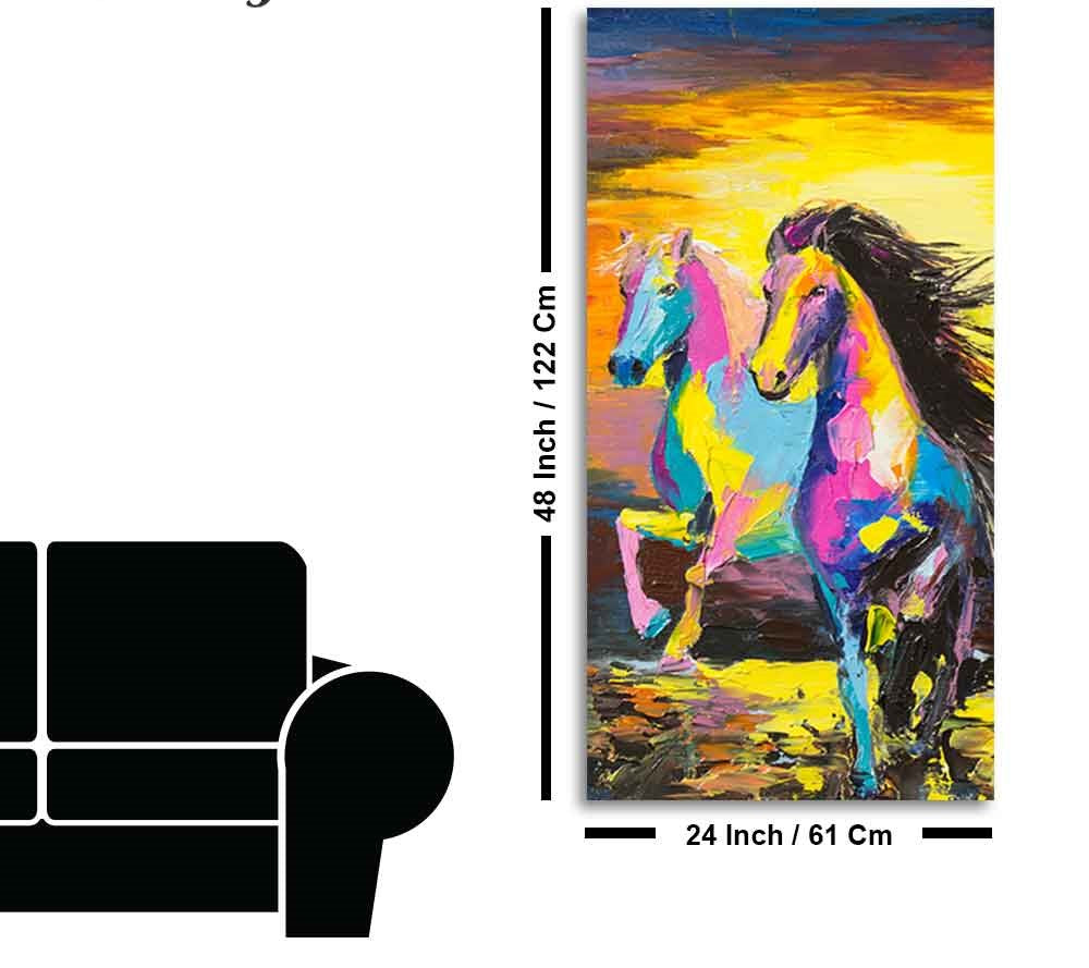 Premium Wall Painting of Horses Running in Sunset Canvas Wall Painting