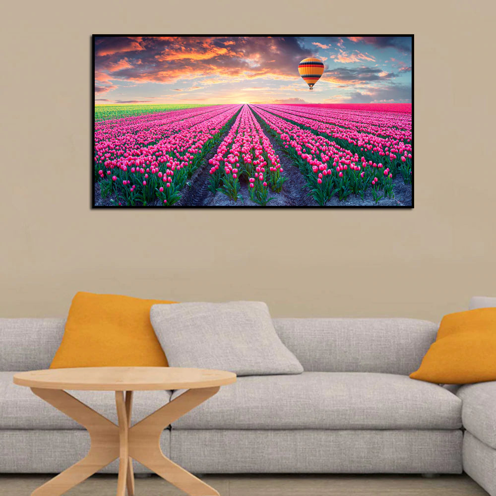 Pink Rose Canvas Floating Frame Wall Painting