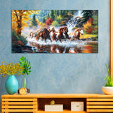 Seven Horses Running Abstract Wall Painting Canvas Painting