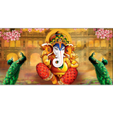 Lord Ganesha With Peacock Religious Canvas Print Wall Painting