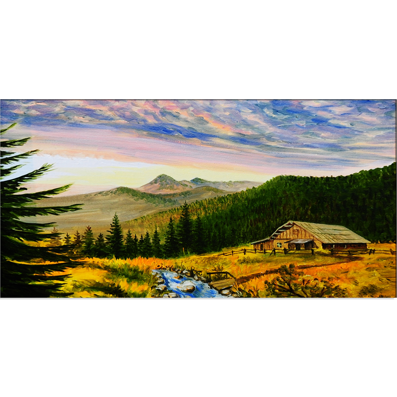 Sunset in the Mountains Canvas Print Wall Painting