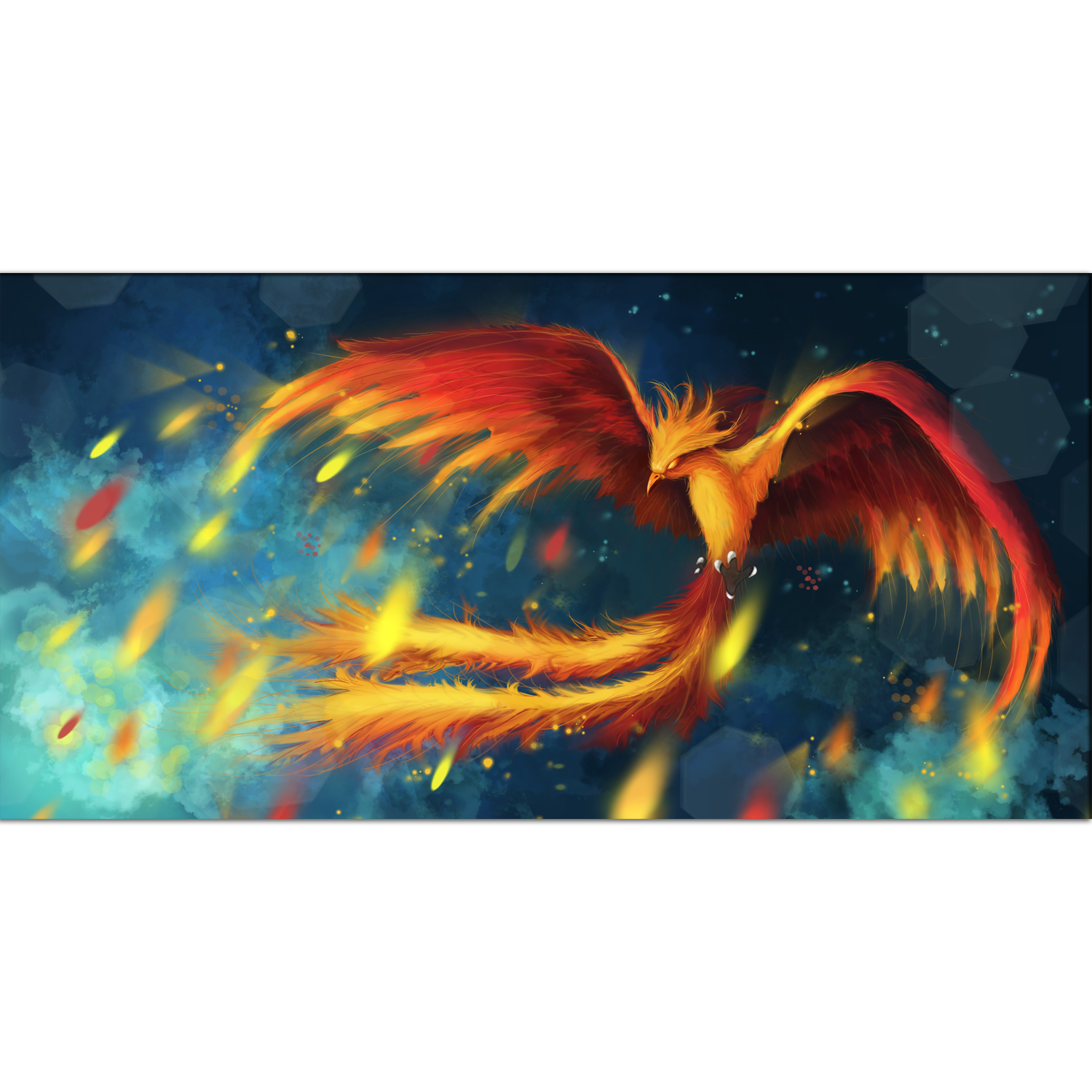 Flying fire Phoenix Canvas Print Wall Painting