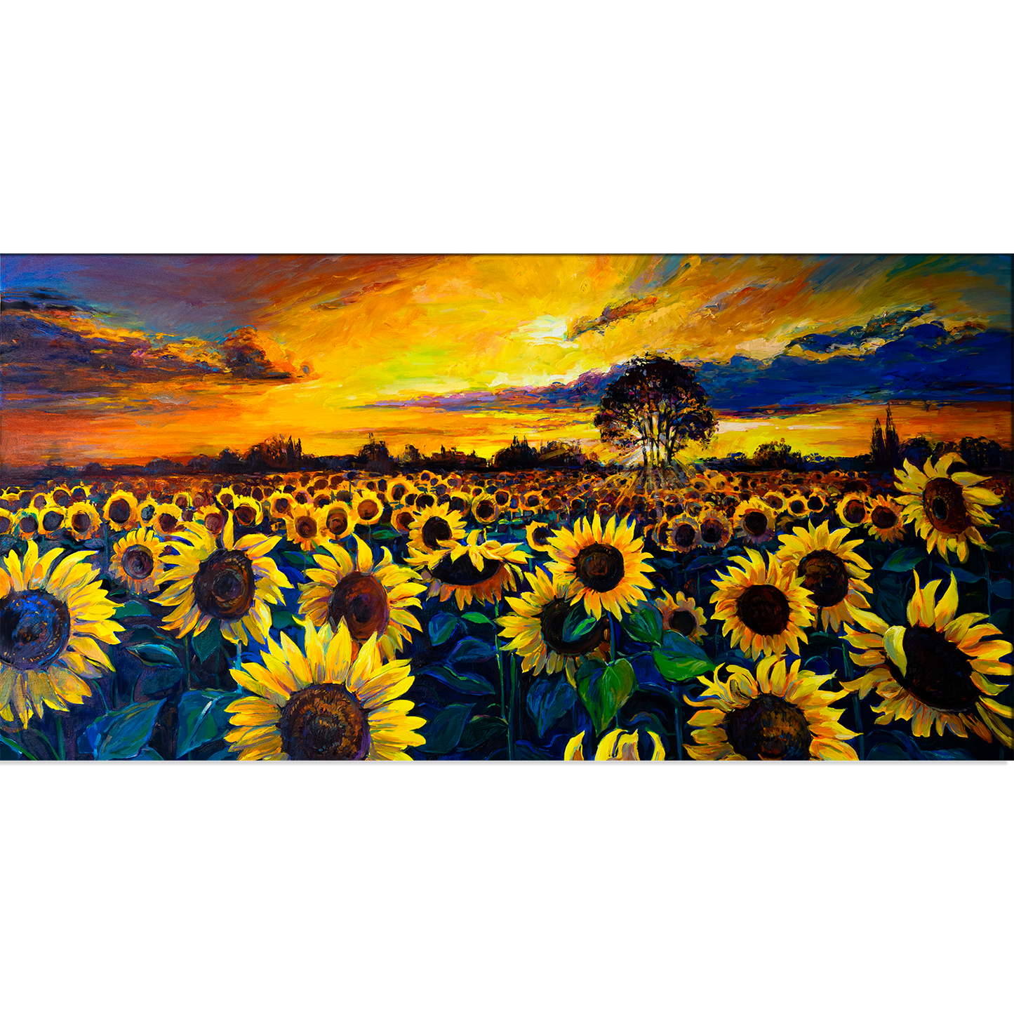 Sunset Sunflower Field Canvas Print Wall Painting