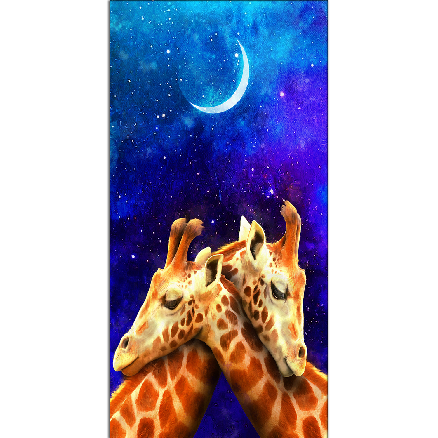 Couple Giraffe at Night Canvas Print Wall Painting