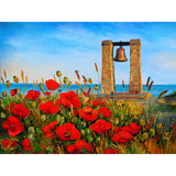 Poppies Near The Sea, Bell At Sunset Premium Quality Wallpaper