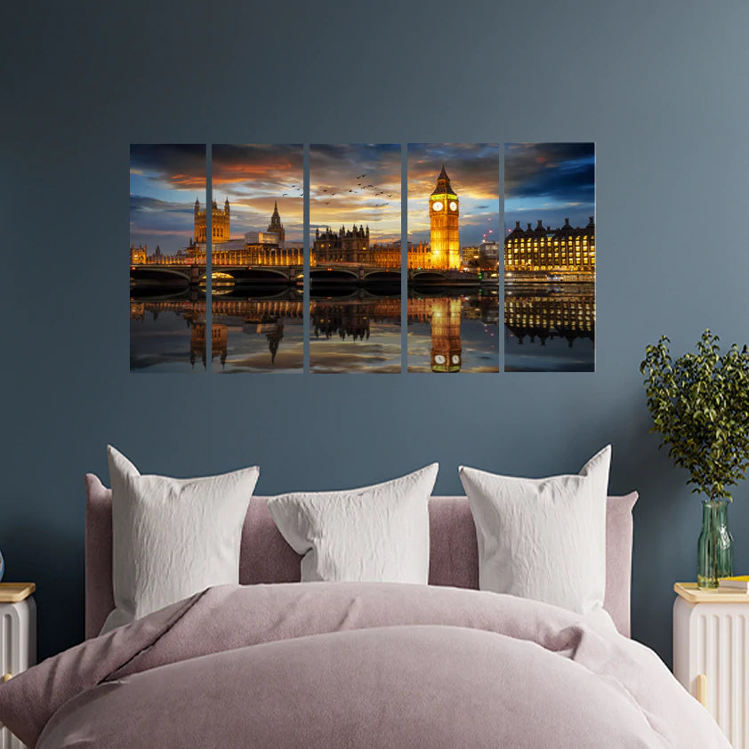 The City of St. Louis Skyline Modern Canvas Wall Painting - With 5 Panel