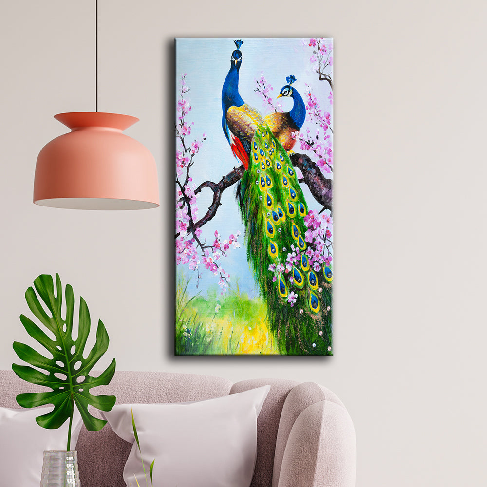 beautiful pair for peacock wall painting