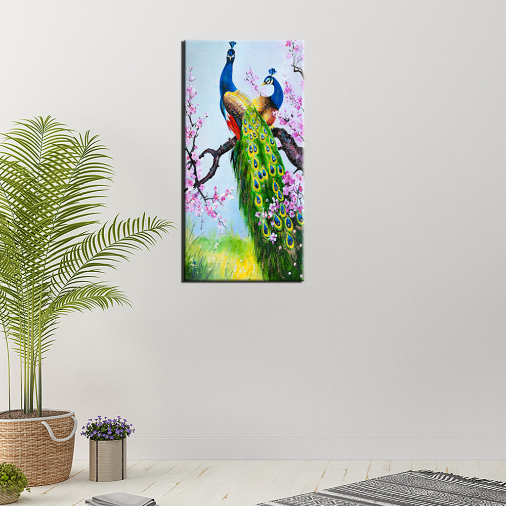 wall painting canvas of beautiful pair of peacock wall painiting