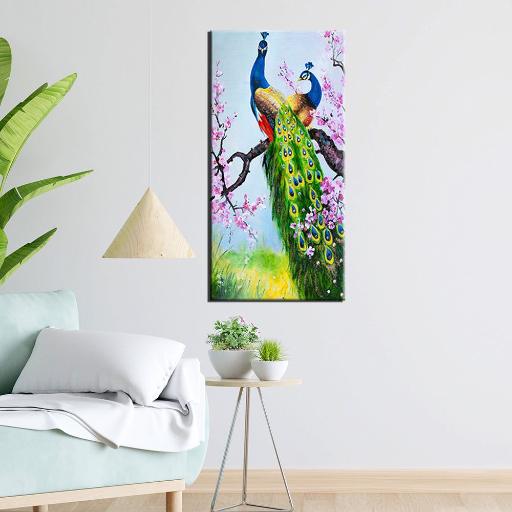 Pair of Peacock Birds Canvas Wall Painting
