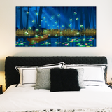 Firefly and Boat in the Full Moon Abstract Canvas Print Wall Painting