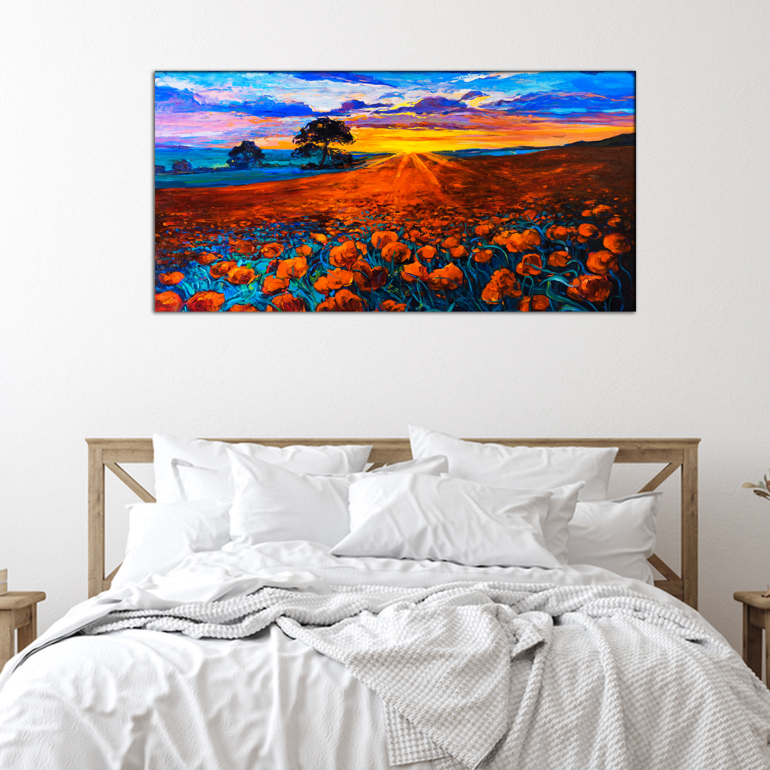 Poppy Field, Sunset Canvas Print Wall Painting