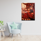 women sitting with matka canvas wall painting
