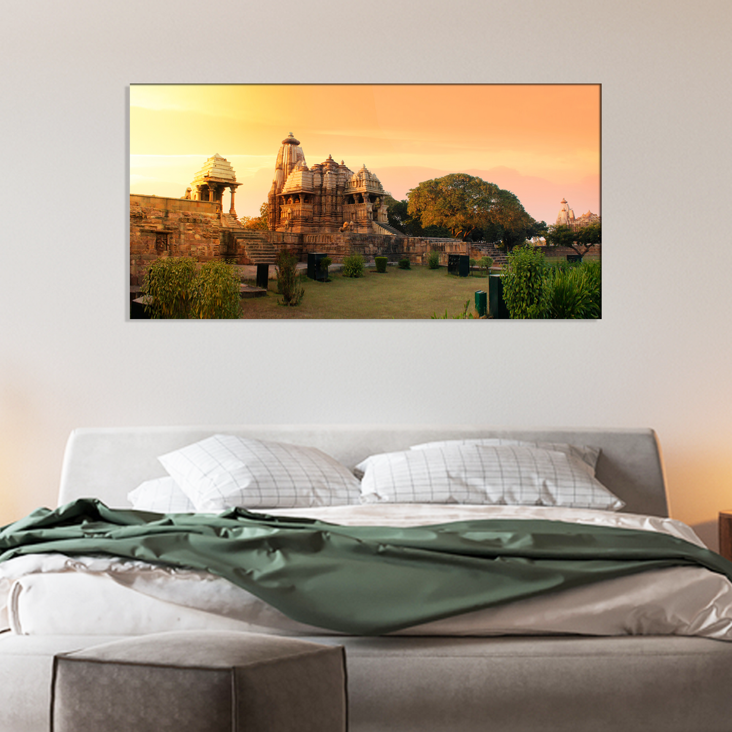Temple With Sunset Canvas Print Wall Painting