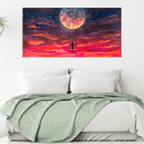 Beautiful Moon and Girl Painting Canvas Print Wall Painting