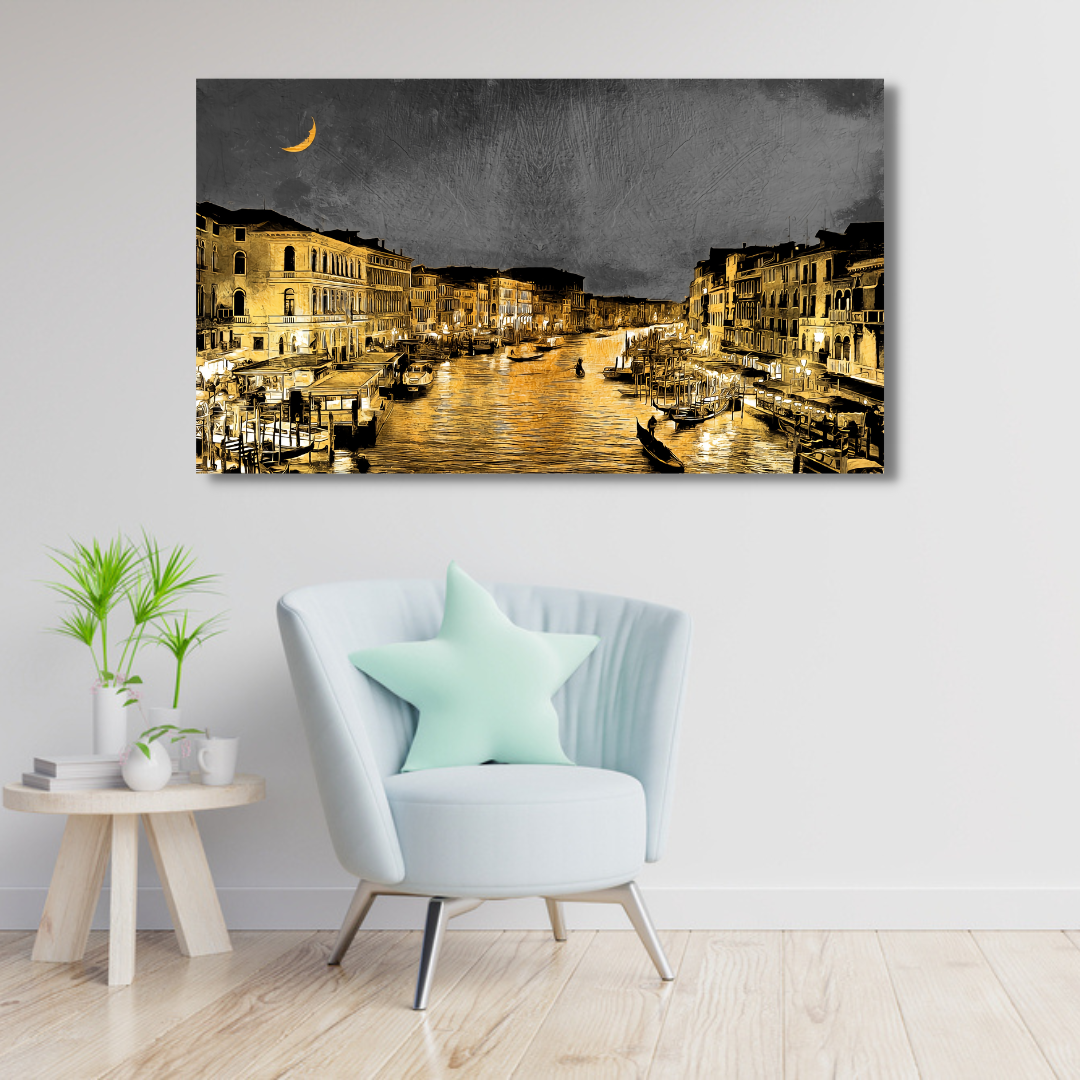 Golden night view Canvas Print Wall Painting