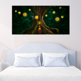 Gigantic Tree With House Canvas Print Wall Painting