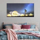 Astronaut Looking at Fallen Stars Abstract Canvas Wall Painting