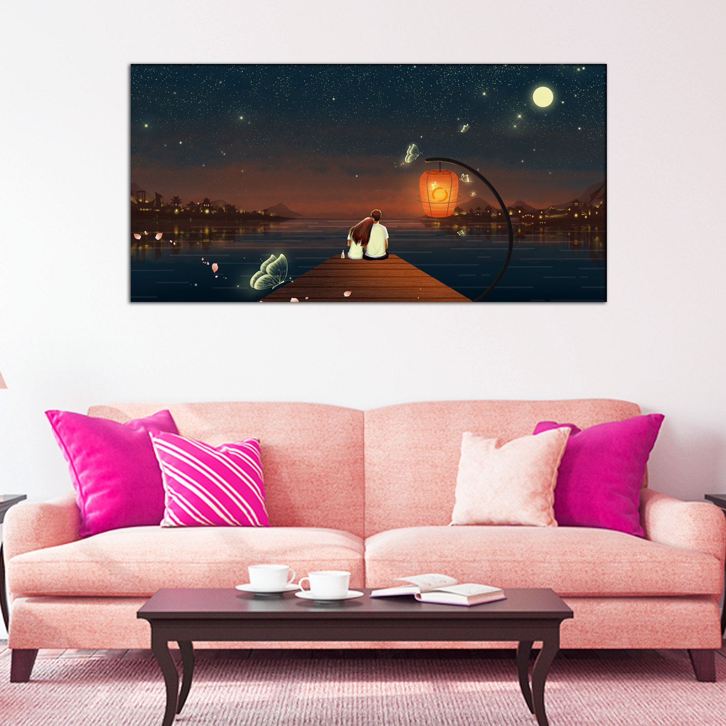 Couple Watching the Starry Sky Canvas Print Wall Painting
