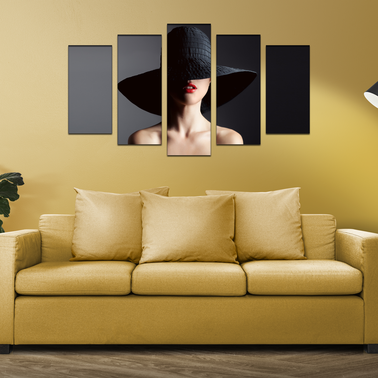 Beautiful Women With Black Hat MDF Panel Painting