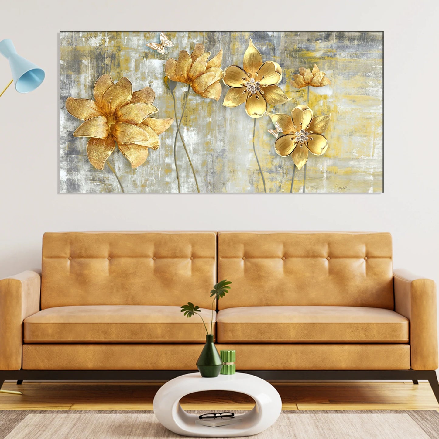 Golden Flower Canvas Print Wall Painting