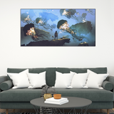 Man looking at Giant Jellyfishes Canvas Print Wall Painting