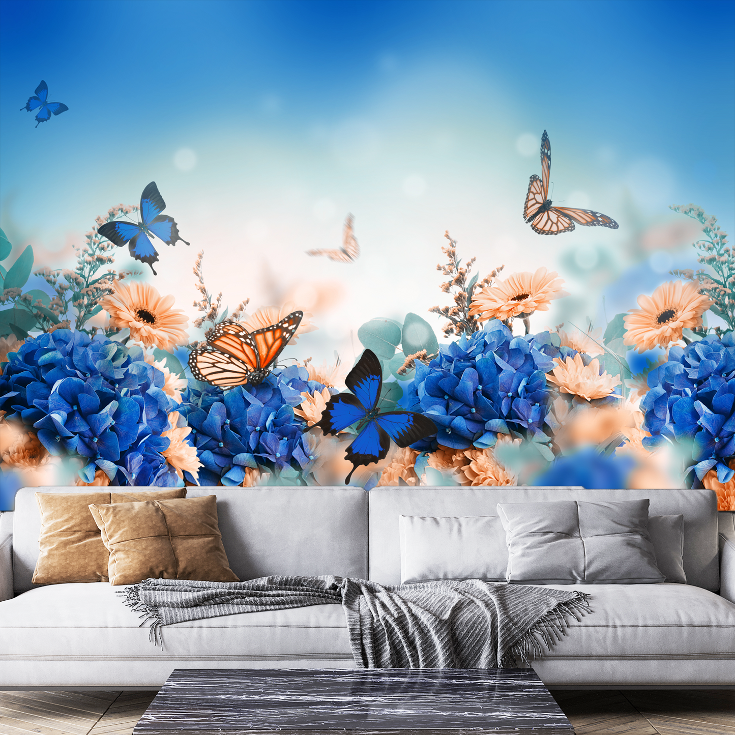 Butterfly With Flower Premium Quality Wallpaper