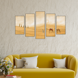Camel Walking In Desert With Man MDF Panel Painting