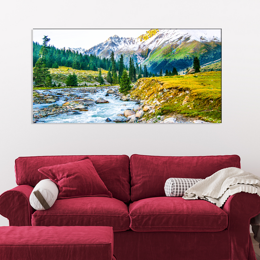 Mountain and River Abstract Canvas Print Wall Painting