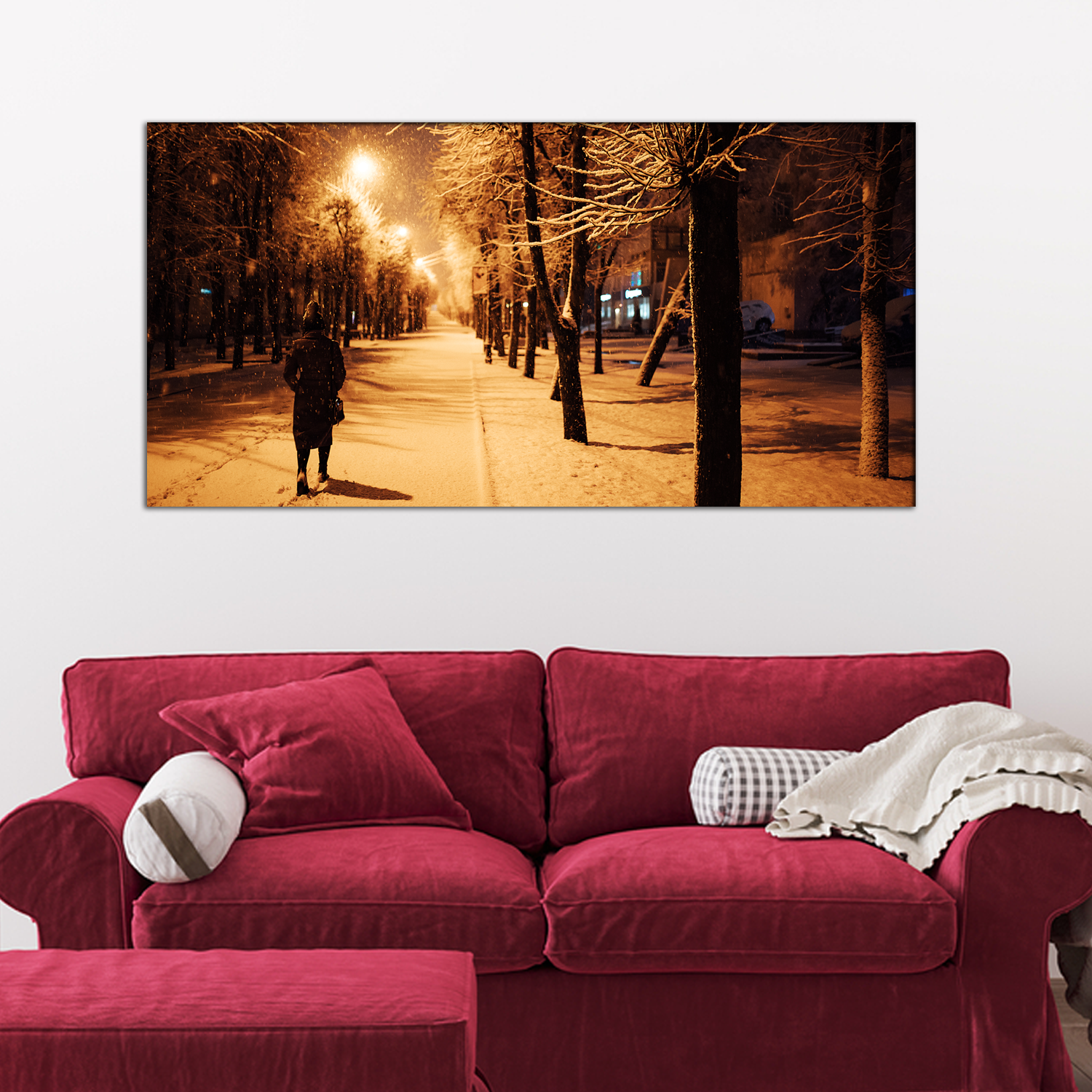 A Lonely Girl Walks Abstract Canvas Print Wall Painting