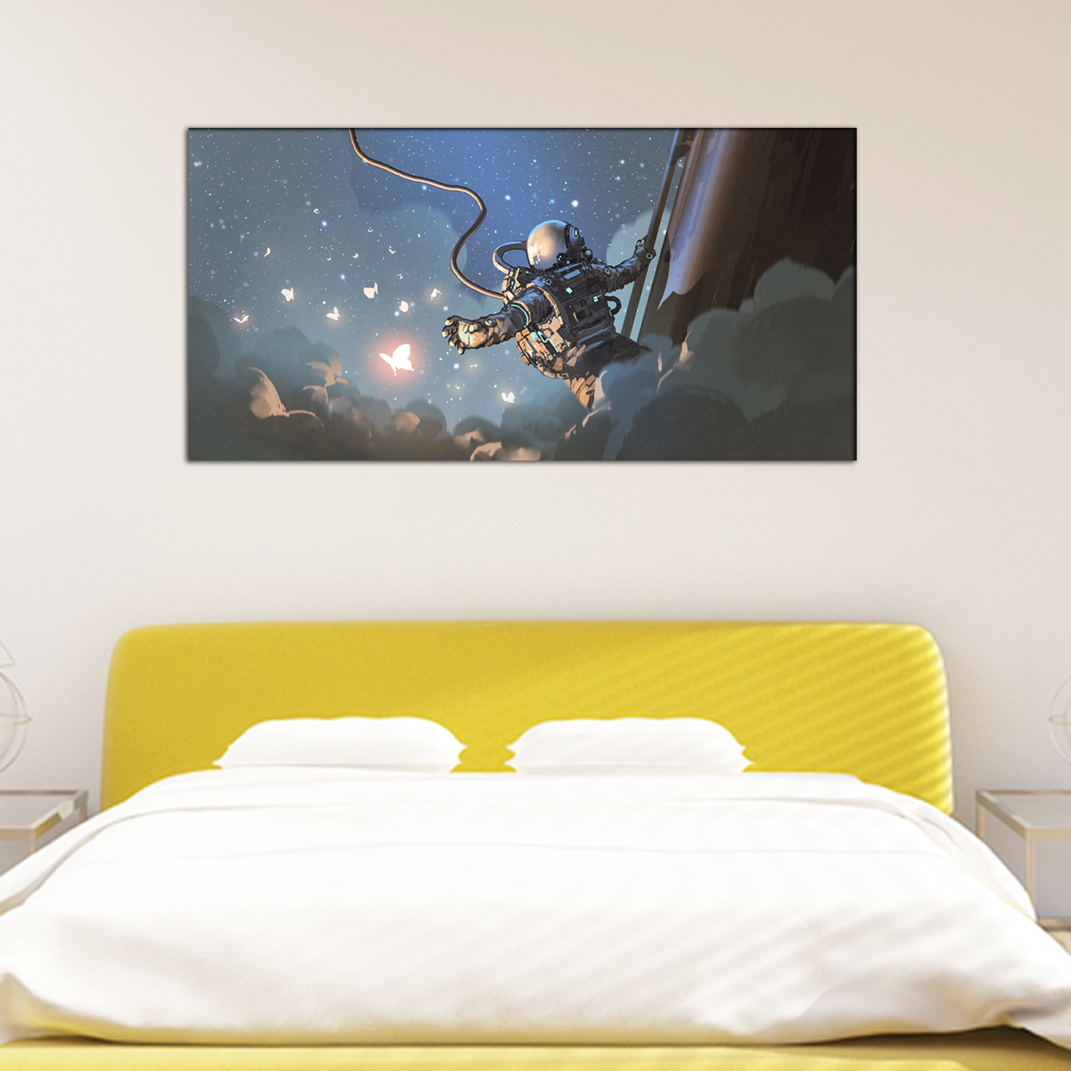 The Astronaut Catch The Butterfly Canvas Print Wall Painting