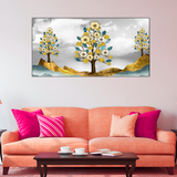 Brown Trees with Golden Flowers Canvas Print Wall Painting