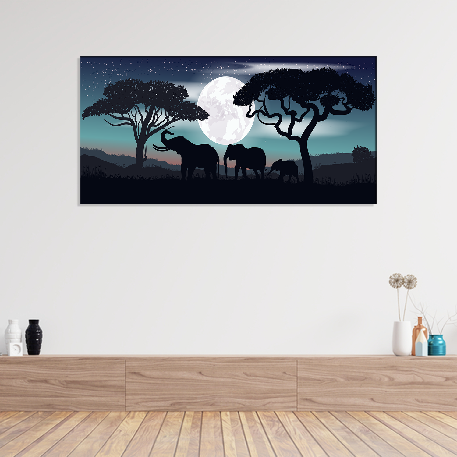 Family of Elephants Canvas Print Wall Painting