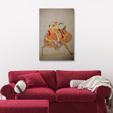 Rajasthani Couple Sitting Over The Camel Canvas Print Wall Painting