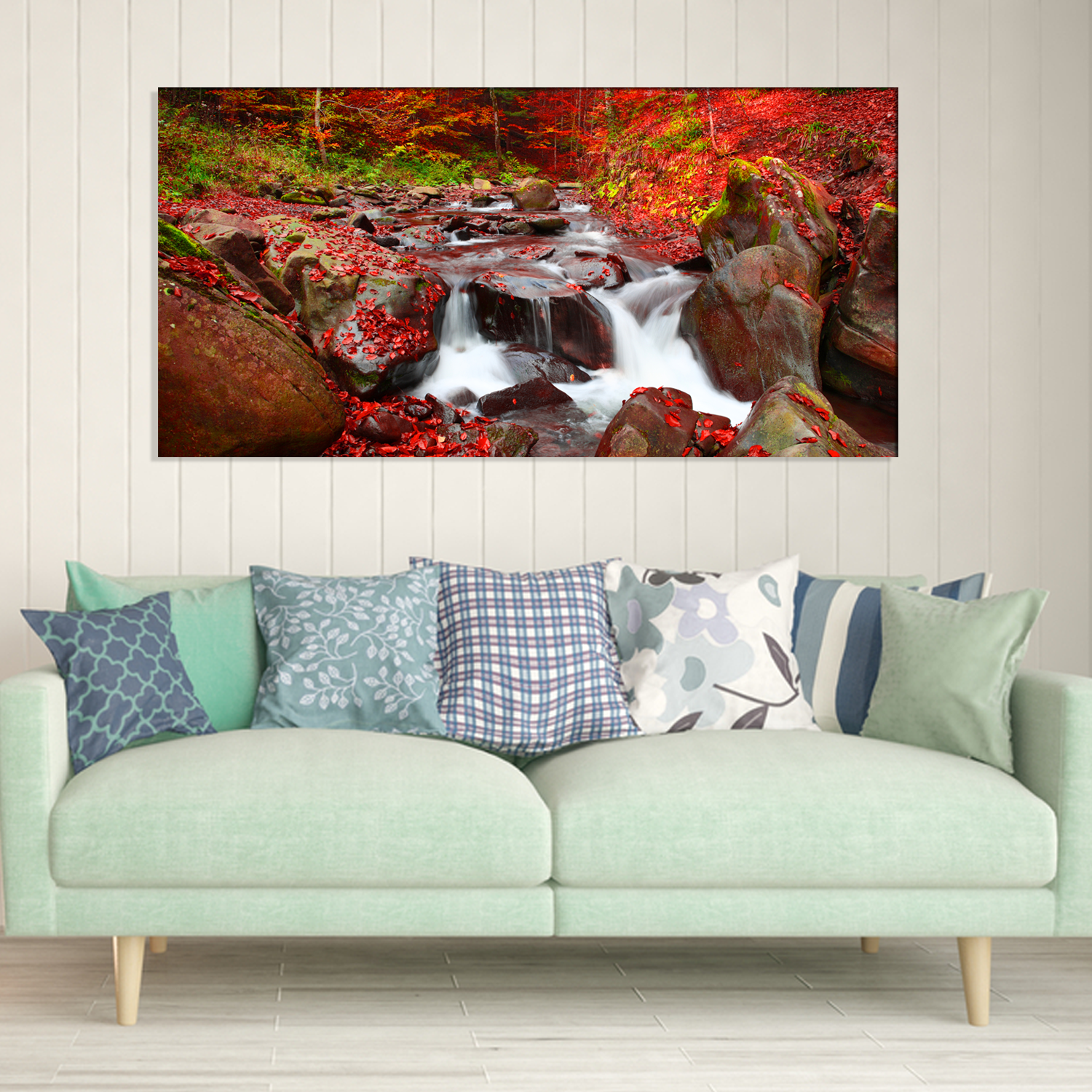Waterfall and Stone Canvas Print Wall Painting