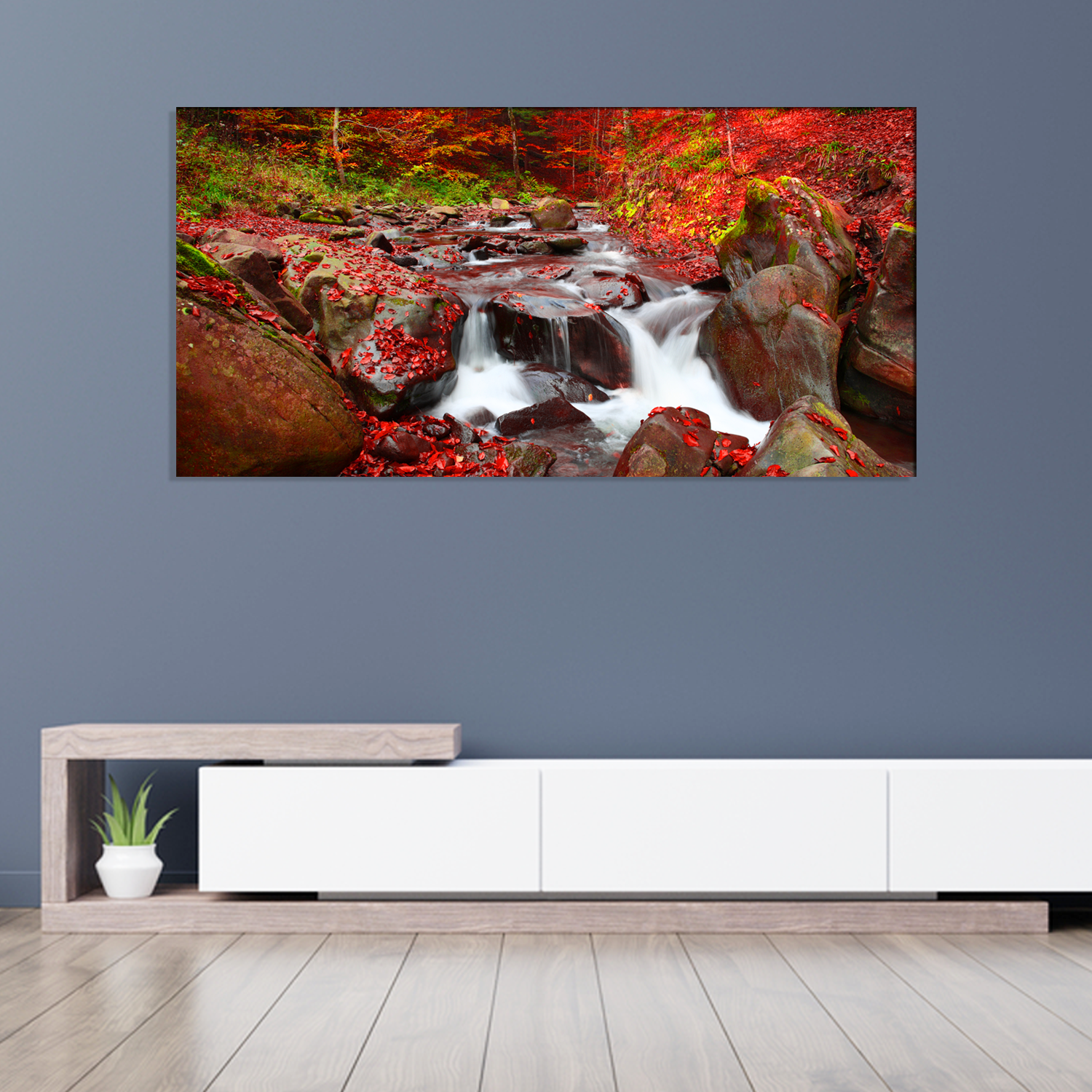 Waterfall and Stone Canvas Print Wall Painting