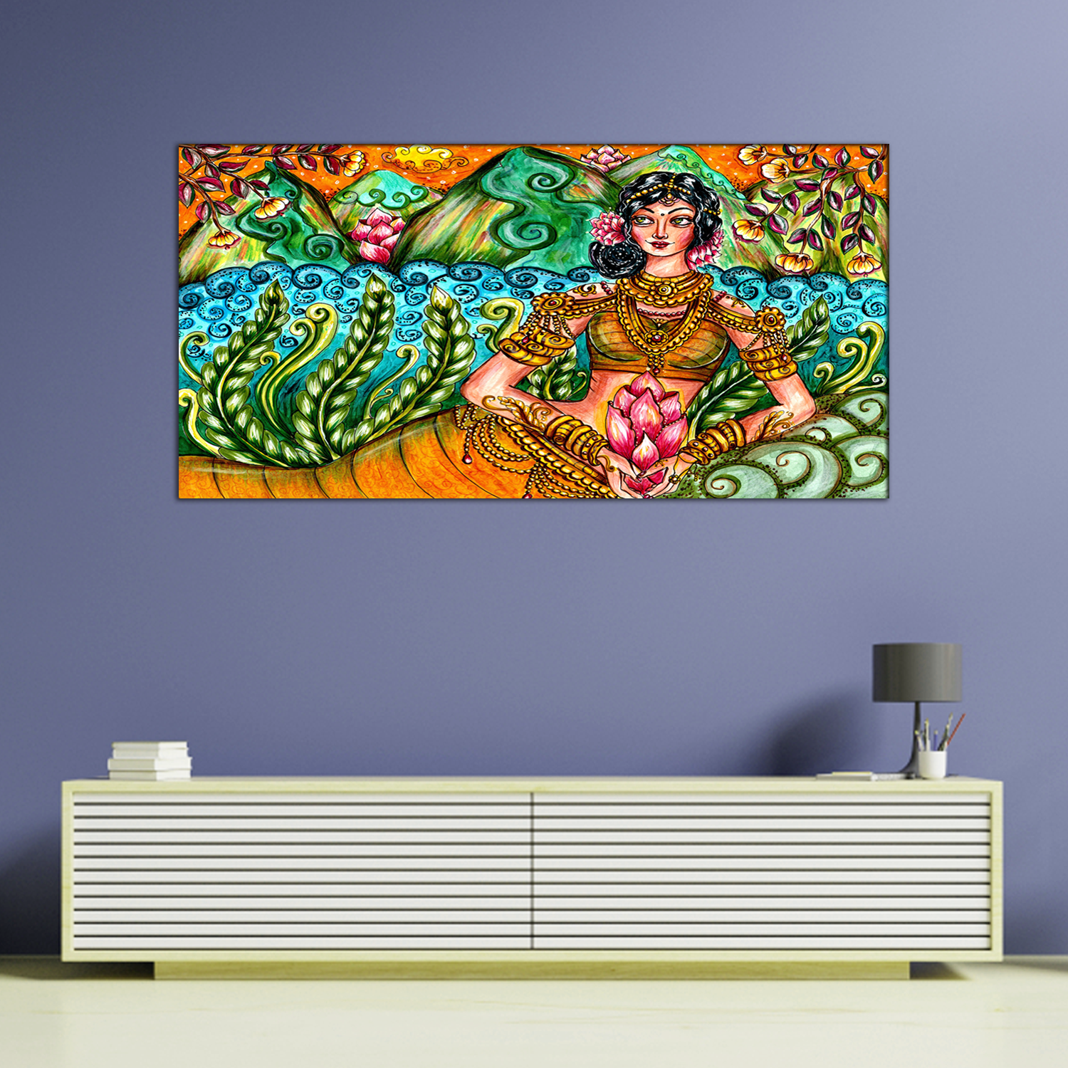 Indian Traditional Woman Modern Art Canvas Print Wall Painting