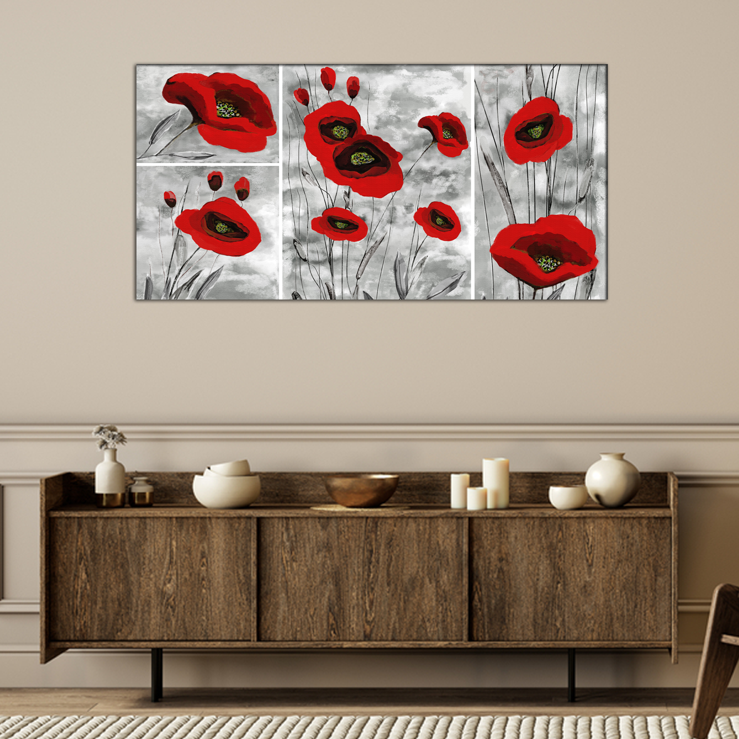 Red Flowers Canvas Print Wall Painting