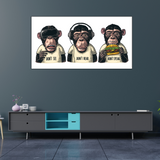 Three wise Monkeys in Headphones Canvas Print Wall Painting