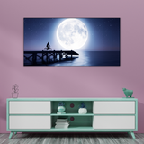 Man Cycling on the Bridge Abstract Canvas Print Wall Painting
