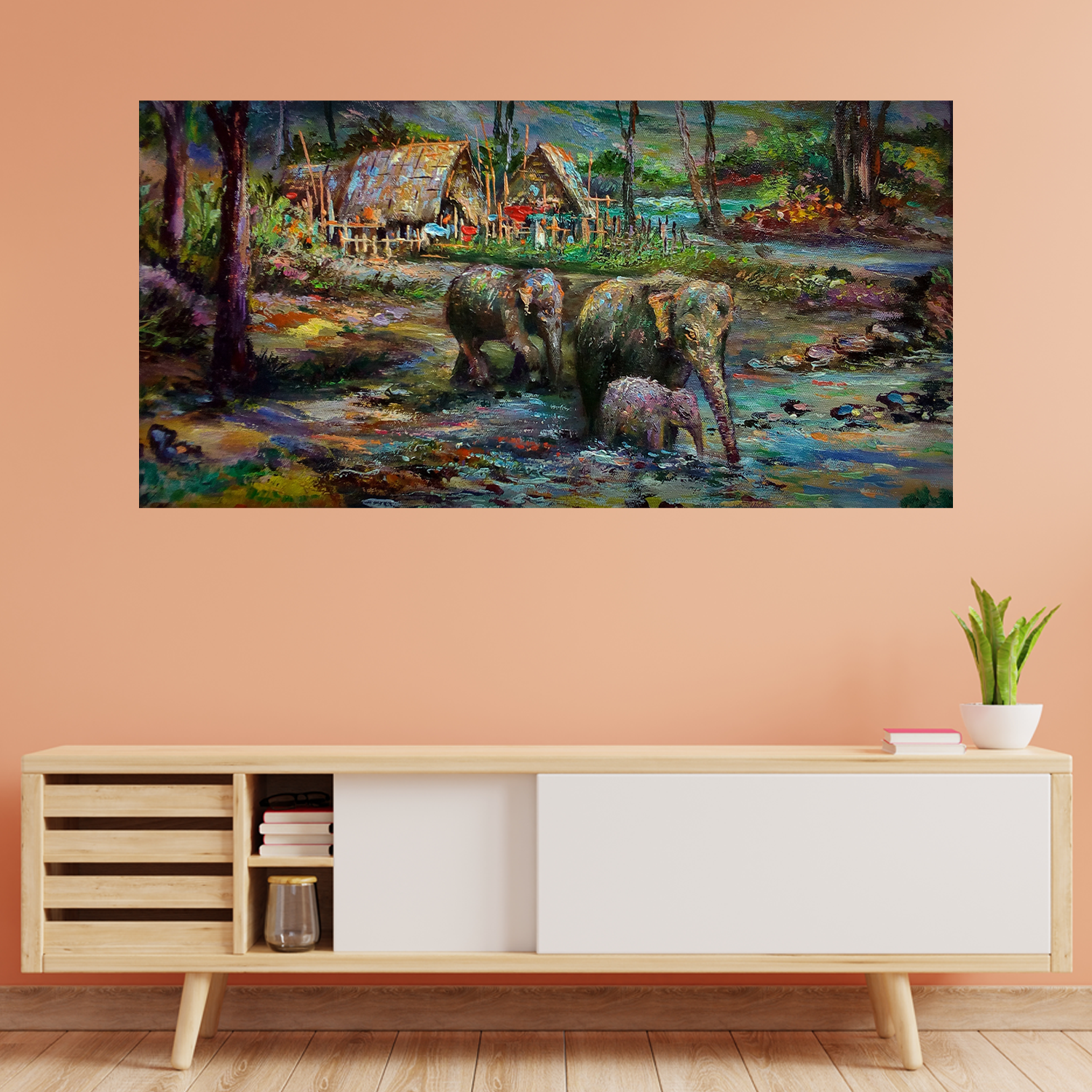 Elephants Animal Canvas Wall Painting